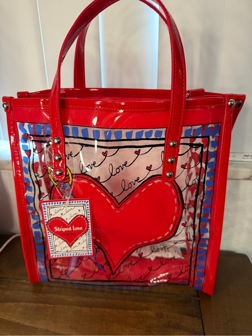 Brighton Striped Love Clear Vinyl Tote Love Vinyl Tote Bag new 10x10